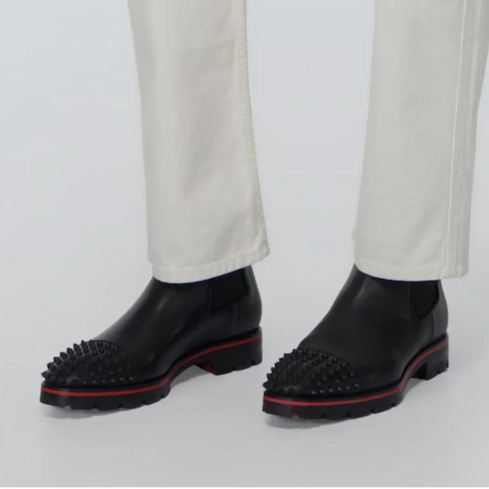 Christian Louboutin Melon Spike Chelsea Black Studded Boots - Picture 3 of 17